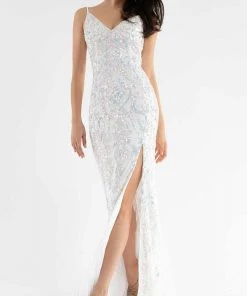 Primavera Couture - 3749 Sequin V-Neck Open Back Gown