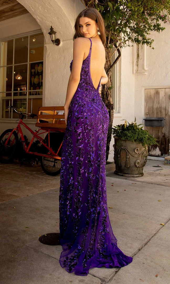 Primavera Couture - 3749 Sequin V-Neck Open Back Gown 13 Primavera Couture - 3749 Sequin V-Neck Open Back Gown