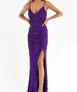 Primavera Couture - 3749 Sequin V-Neck Open Back Gown 30 Primavera Couture - 3749 Sequin V-Neck Open Back Gown