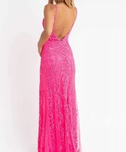 Primavera Couture - 3749 Sequin V-Neck Open Back Gown 26 Primavera Couture - 3749 Sequin V-Neck Open Back Gown