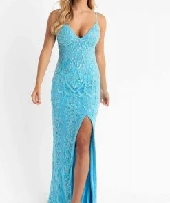 Primavera Couture - 3749 Sequin V-Neck Open Back Gown 33 Primavera Couture - 3749 Sequin V-Neck Open Back Gown