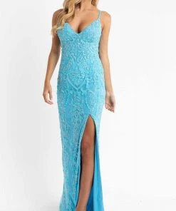 Primavera Couture - 3749 Sequin V-Neck Open Back Gown 39 Primavera Couture - 3749 Sequin V-Neck Open Back Gown