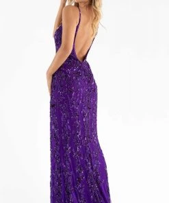 Primavera Couture - 3749 Sequin V-Neck Open Back Gown 28 Primavera Couture - 3749 Sequin V-Neck Open Back Gown