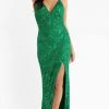 Primavera Couture - 3760 Sequin V-Neck Criss Cross Back Gown
