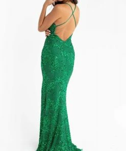 Primavera Couture - 3760 Sequin V-Neck Criss Cross Back Gown
