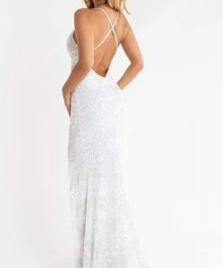 Primavera Couture - 3760 Sequin V-Neck Criss Cross Back Gown