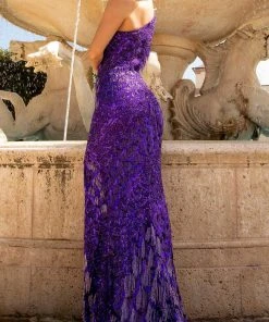 Primavera Couture - 3766 Asymmetrical One Sleeve Gown