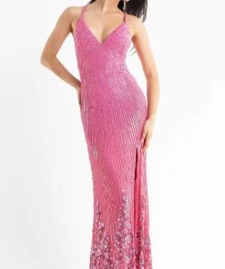 Primavera Couture - 3770 Fabulous Beading With Floral Embellishments Sleeveless Evening Gown