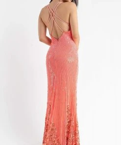 Primavera Couture - 3770 Fabulous Beading With Floral Embellishments Sleeveless Evening Gown