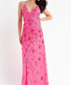 Primavera Couture - 3772 Floral Beaded Spaghetti Strap Long Dress 20 Primavera Couture - 3772 Floral Beaded Spaghetti Strap Long Dress