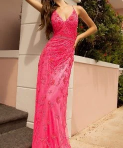 Primavera Couture - 3772 Floral Beaded Spaghetti Strap Long Dress 25 Primavera Couture - 3772 Floral Beaded Spaghetti Strap Long Dress