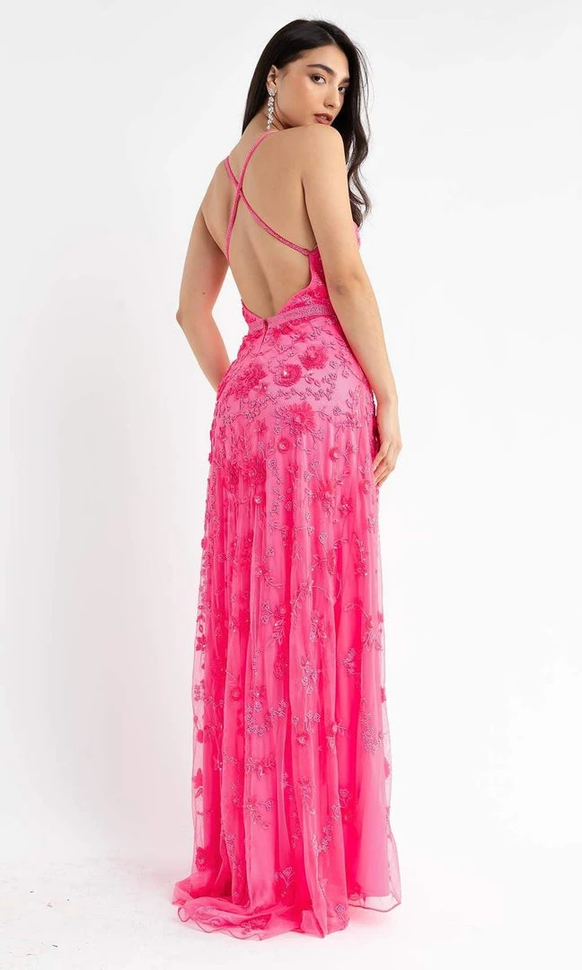 Primavera Couture - 3772 Floral Beaded Spaghetti Strap Long Dress 6 Primavera Couture - 3772 Floral Beaded Spaghetti Strap Long Dress
