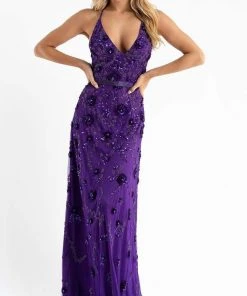 Primavera Couture - 3772 Floral Beaded Spaghetti Strap Long Dress 28 Primavera Couture - 3772 Floral Beaded Spaghetti Strap Long Dress