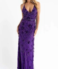 Primavera Couture - 3772 Floral Beaded Spaghetti Strap Long Dress 32 Primavera Couture - 3772 Floral Beaded Spaghetti Strap Long Dress