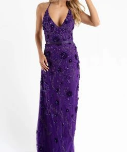 Primavera Couture - 3772 Floral Beaded Spaghetti Strap Long Dress 31 Primavera Couture - 3772 Floral Beaded Spaghetti Strap Long Dress
