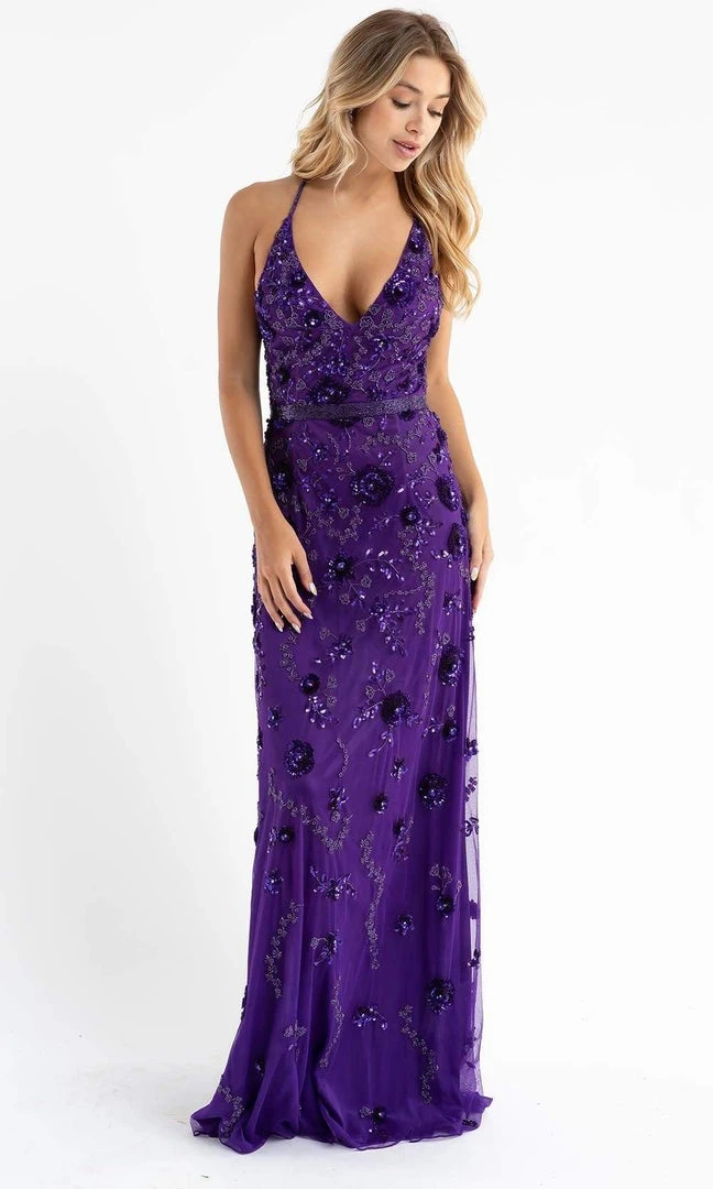 Primavera Couture - 3772 Floral Beaded Spaghetti Strap Long Dress 15 Primavera Couture - 3772 Floral Beaded Spaghetti Strap Long Dress