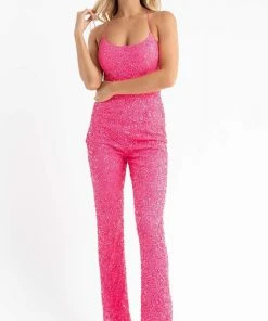 Primavera Couture - 3774 Sequin Scoop Neckline Jumpsuit