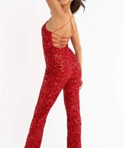 Primavera Couture - 3774 Sequin Scoop Neckline Jumpsuit