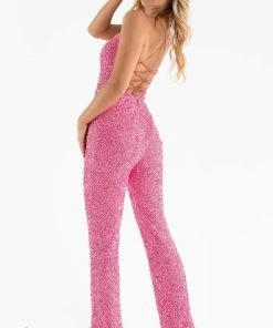 Primavera Couture - 3774 Sequin Scoop Neckline Jumpsuit