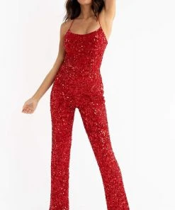 Primavera Couture - 3774 Sequin Scoop Neckline Jumpsuit