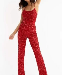 Primavera Couture - 3774 Sequin Scoop Neckline Jumpsuit