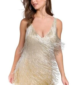 Primavera Couture 3803 - Beaded Fringes Sheath Cocktail Dress 24 Primavera Couture 3803 - Beaded Fringes Sheath Cocktail Dress