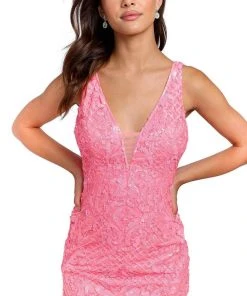 Primavera Couture 3806 - Sequined Backless Cocktail Dress 21 Primavera Couture 3806 - Sequined Backless Cocktail Dress