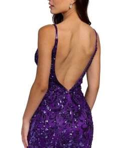 Primavera Couture 3813 - Deep V-Neck Backless Cocktail Dress
