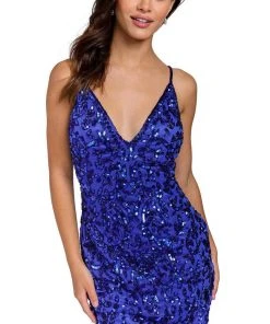 Primavera Couture 3813 - Deep V-Neck Backless Cocktail Dress