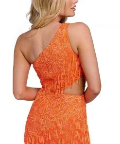 Primavera Couture 3836 - Asymmetric Neck Cutout Cocktail Dress