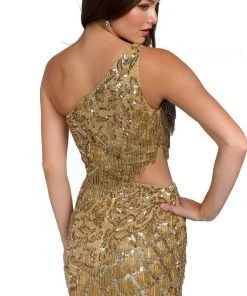 Primavera Couture 3836 - Asymmetric Neck Cutout Cocktail Dress