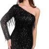 Primavera Couture 3858 - One Shoulder Fringes Cocktail Dress