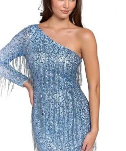 Primavera Couture 3858 - One Shoulder Fringes Cocktail Dress