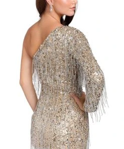 Primavera Couture 3858 - One Shoulder Fringes Cocktail Dress