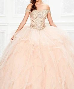 Princesa By Ariana Vara - PR11932 Beaded Off Shoulder Ruffled Ballgown