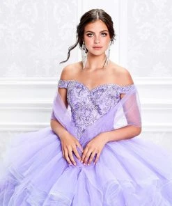 Princesa By Ariana Vara - PR11932 Beaded Off Shoulder Ruffled Ballgown