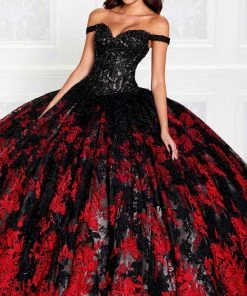 Princesa By Ariana Vara PR12275 - Off-Shoulder Sleeves Lighted Ball Gown