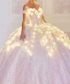 Princesa By Ariana Vara - PR22036 Floral Ball Gown With Lights