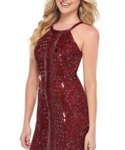 Rachel Allan - 30013 Embellished Halter Sheath Dress