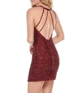 Rachel Allan - 30013 Embellished Halter Sheath Dress