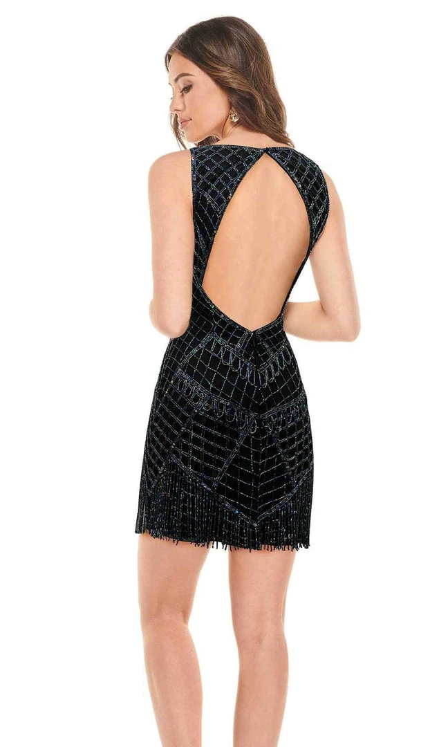 Rachel Allan - 30016 Beaded Scoop Cocktail Dress 4 Rachel Allan - 30016 Beaded Scoop Cocktail Dress