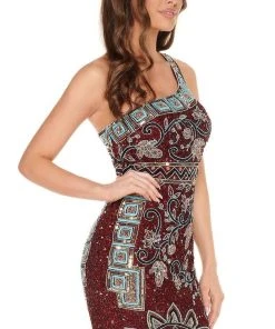 Rachel Allan - 40025 Fully Adorned One Shoulder Fitted Cocktail Dress