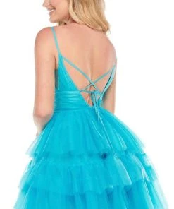 Rachel Allan - 40035 Sleeveless Fit And Flare Tulle Tiered Tulle Dress