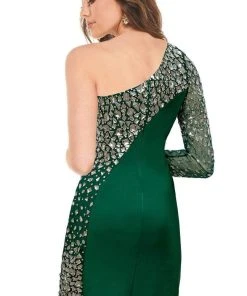 Rachel Allan - 40037 One Shoulder Asymmetric Mirror Stone Beaded Dress 9 Rachel Allan - 40037 One Shoulder Asymmetric Mirror Stone Beaded Dress