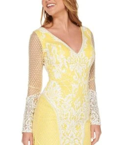 Rachel Allan - 40041 Contrast Lace Long Sleeve Cutout Back Dress 8 Rachel Allan - 40041 Contrast Lace Long Sleeve Cutout Back Dress