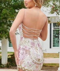 Rachel Allan 40080 - Beaded Sheath Cocktail Dress