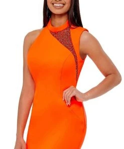 Rachel Allan - 40087 Embellished High Neck Fitted Dress