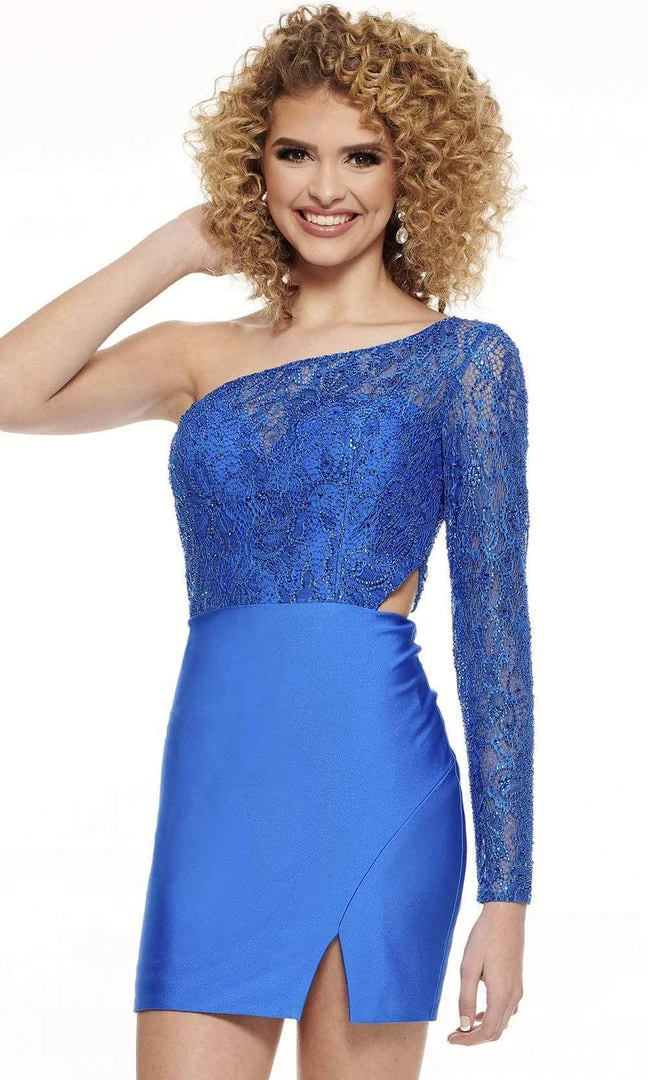 Rachel Allan - 40091 Beaded Asymmetric Neck Fitted Dress 7 Rachel Allan - 40091 Beaded Asymmetric Neck Fitted Dress