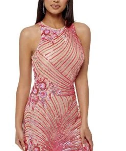 Rachel Allan - 40130 Sequined Keyhole Back Sheath Dress 8 Rachel Allan - 40130 Sequined Keyhole Back Sheath Dress