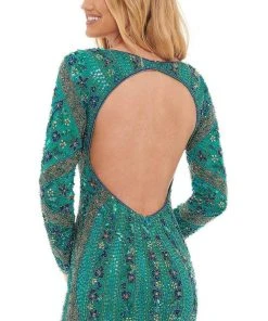 Rachel Allan - 40147 Long Sleeve Open Back Dress